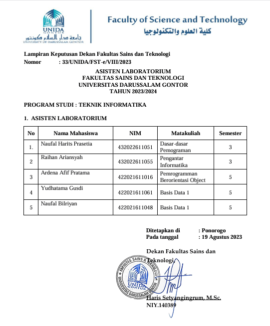 Asisten Praktikum - Asisten Dosen - Asisten Lab